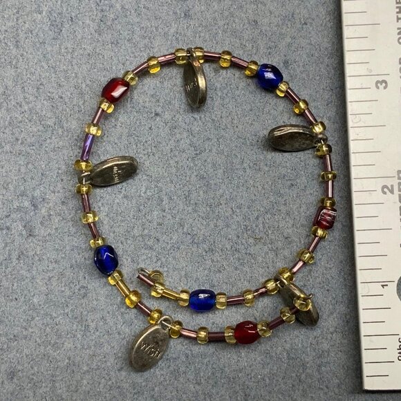 Memory Wire Bracelet 7 In Multi-Color Silver Wish Believe Laugh Trust Imagine - Picture 7 of 7